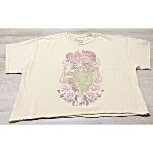 Dirty Cotton Scoundrels Pink Floyd Lady Pink Pampas Yellow Mineral Wash Tee L XL